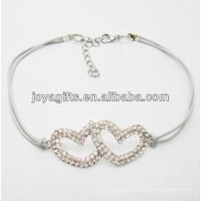 Bracelet tissé en alliage double diamant en fil blanc